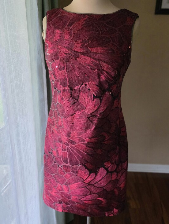 White House Black Market Dresses & Skirts - WHBM Red Rose Floral Sequin Shift‎ Dress 2P Cocktail Wedding Guest Evening Party